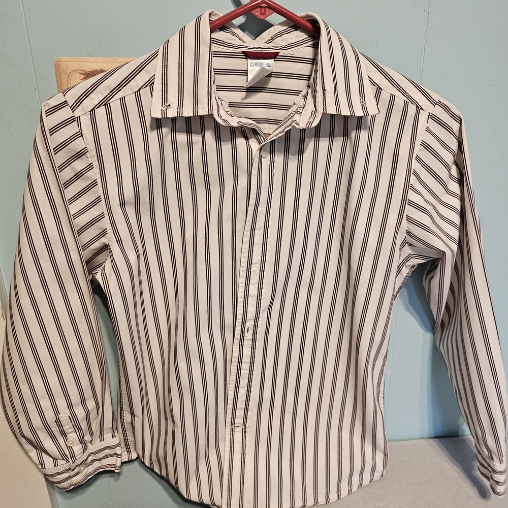 Gymboree White Shirt With Red Stripes, Button Down
